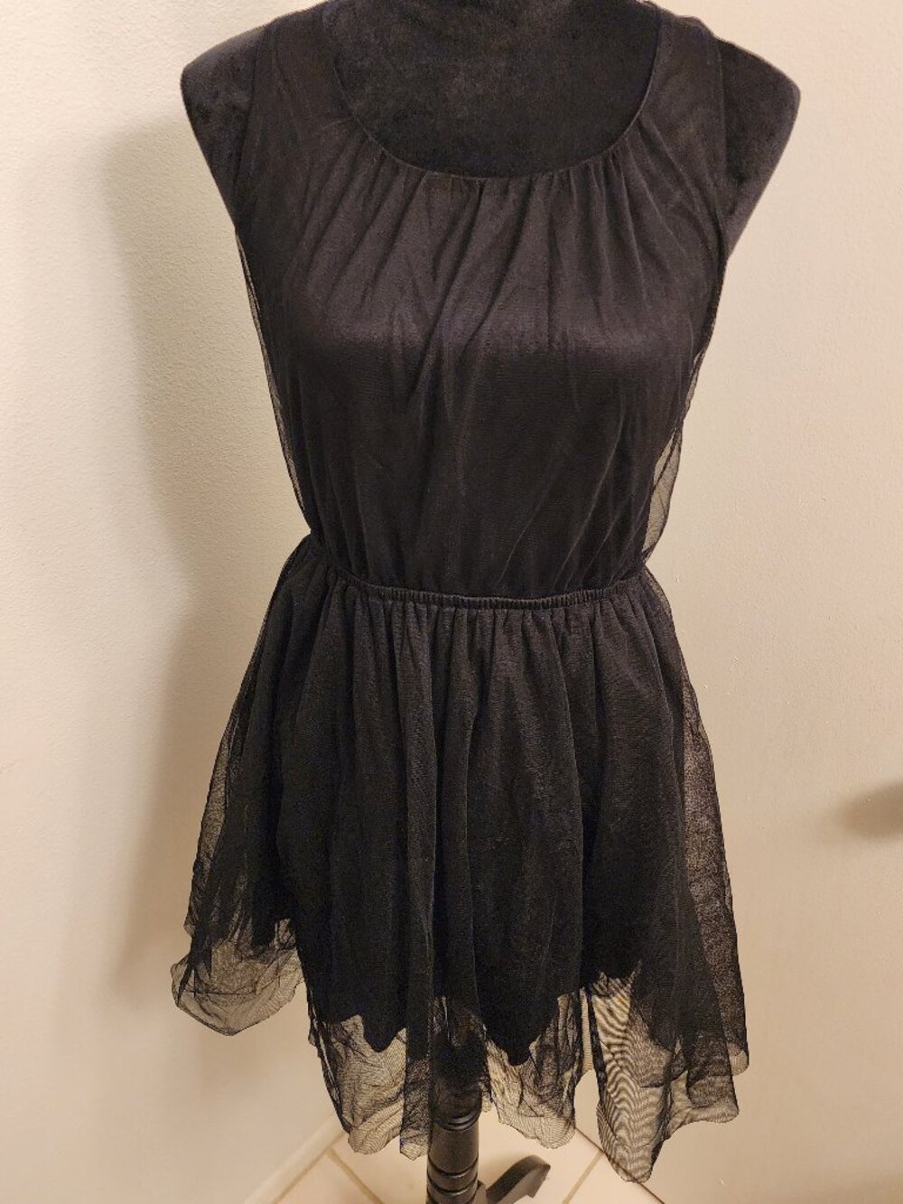 DIVIDED Black Tulle Mesh Fit & Flare Dress Size 8 Party LBD